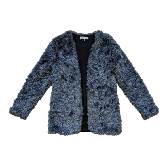 WAYF Faux Fur Dark Gray Coat Jacket Teddy Womens Small Open Front Plush Grey - Picture 3 of 8